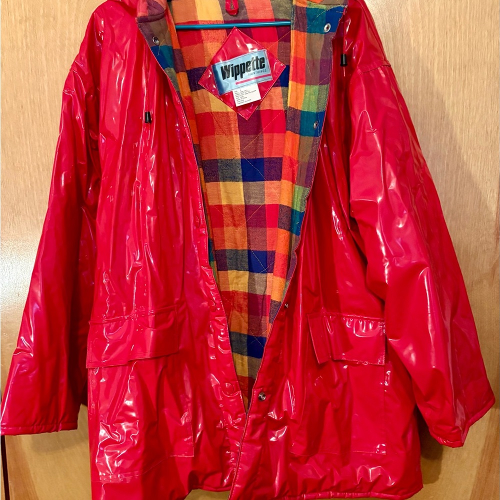 Wippette Glossy Red Jacket with Multicolor Lining